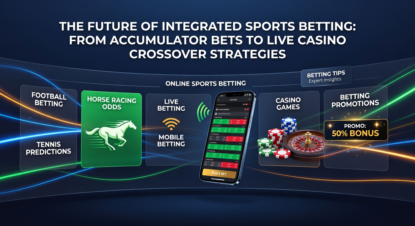 Vibrant collage of a packed football stadium, thundering horse race at Aintree, intense tennis rally on clay, and mobile screen showing live accumulator bets