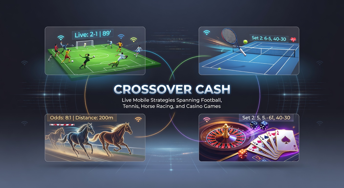 Close-up of a mobile screen displaying simultaneous live bets on soccer goal, tennis point, horse race finish, and casino card deal