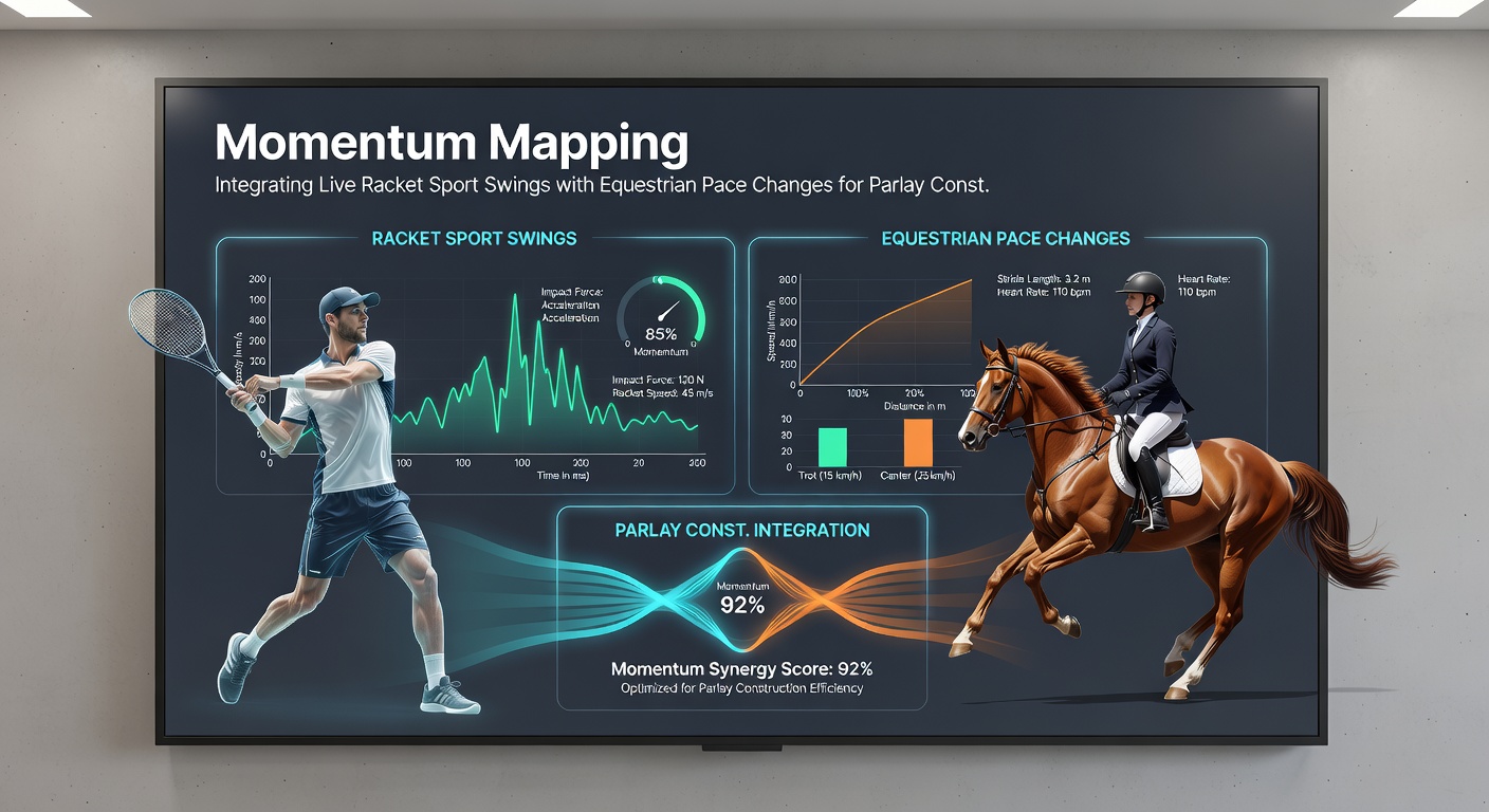Split view interface showing real-time racket sport statistics and horse positioning data used for live parlay decisions